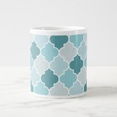 Blauw Marokkaans Trellis, Quatrefoil, Jouw naam Grote Koffiekop (Voorkant)