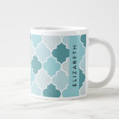Blauw Marokkaans Trellis, Quatrefoil, Jouw naam Grote Koffiekop (Rechts)