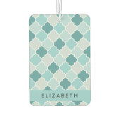 Blauw Marokkaans Trellis, Quatrefoil, Jouw naam Luchtverfrisser (Achterkant)