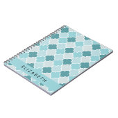 Blauw Marokkaans Trellis, Quatrefoil, Jouw naam Notitieboek (Linkerzijde)