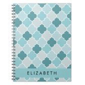 Blauw Marokkaans Trellis, Quatrefoil, Jouw naam Notitieboek (Voorkant)