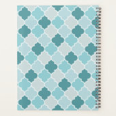 Blauw Marokkaans Trellis, Quatrefoil, Jouw naam Planner (Achterkant)