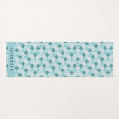 Blauw Marokkaans Trellis, Quatrefoil, Jouw naam Yogamat (Achterkant (horizontaal))