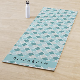 Blauw Marokkaans Trellis, Quatrefoil, Jouw naam Yogamat