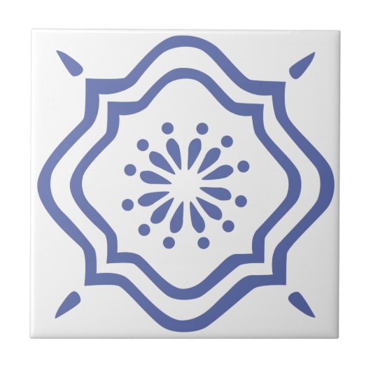 Blauw-Marokkaanse tegel 6 Tegeltje (Voorkant)