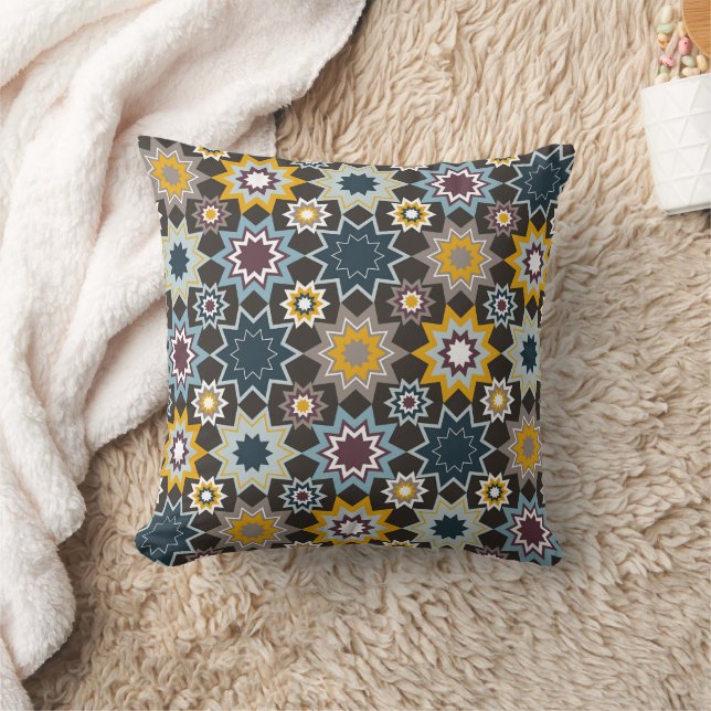 Blauw Marrakech Marokkaans Geometrisch Sterren Pat Kussen (Deken)