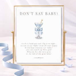Blauw Martini Baby Shower Spel Niet Baby Bord Poster