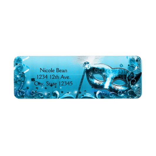 Blauw masker elegant bal feest etiket (Voorkant)