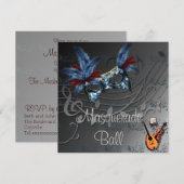 Blauw masker op uitnodiging van Black Masquerade B (Voorkant / Achterkant)