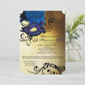 Blauw Maskerade Bal Masker Kostuum Halloween Onder Kaart (Staand voorkant)