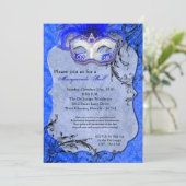 Blauw Maskerade Bal Masker Kostuum Halloween Onder Kaart (Staand voorkant)