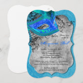 Blauw Maskerade Bal Masker Kostuum Halloween Onder Kaart (Voorkant / Achterkant)