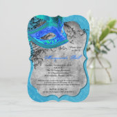 Blauw Maskerade Bal Masker Kostuum Halloween Onder Kaart (Staand voorkant)