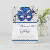 Blauw Maskerade Bal Masker Kostuum Halloween Onder Kaart (Staand voorkant)