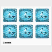 Blauw Maskerade Masker Elegante Ball Party Vierkante Sticker (Vel)