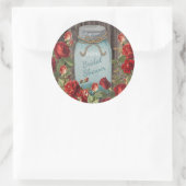  Blauw Mason Jar Rustiek Bloemen Vrijgezellenfeest Ronde Sticker (Tas)