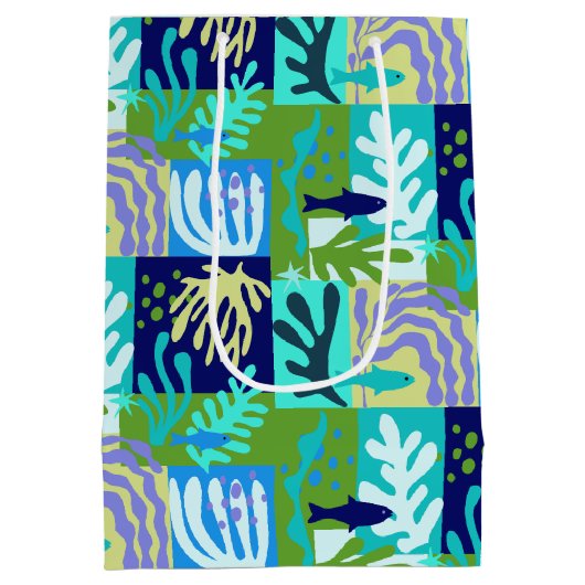 Blauw Matisse papier uitsparingen geïnspireerd oce Medium Cadeauzakje (Achterkant)