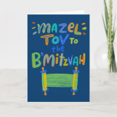 Blauw Mazel Tov B'Mitzvah Kaart (Voorkant)