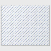 Blauw Mazel Tov! (Gefeliciteerd) op Wit Cadeaupapier (Vlak)