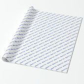 Blauw Mazel Tov! (Gefeliciteerd) op Wit Cadeaupapier (Uitgerold)