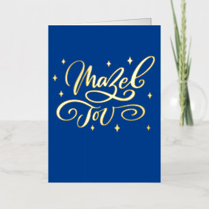 Blauw Mazel Tov Geschreven Felicitaties Folie Feestdagenkaart