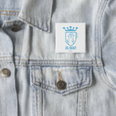 Blauw: Mean Crest & Crown Vierkante Button 5,1 Cm (In situ)