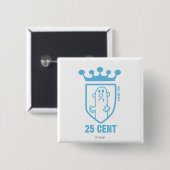Blauw: Mean Crest & Crown Vierkante Button 5,1 Cm (Voorkant /achterkant)