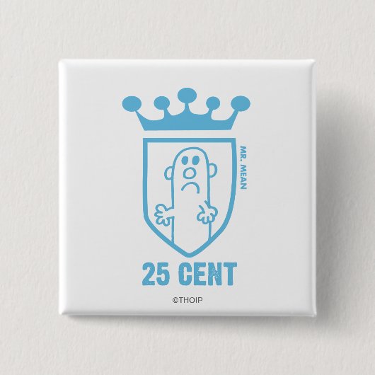 Blauw: Mean Crest & Crown Vierkante Button 5,1 Cm (Voorkant)