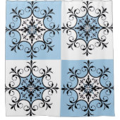 Blauw medaillon douchegordijn (Voorkant)