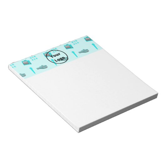 Blauw media zakelijk patroon notitieblok (Schuin)