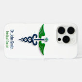 Blauw Medisch Caduceus Stijlvol Groen Vleugels Kru Case-Mate iPhone Case (Achterkant (horizontaal))