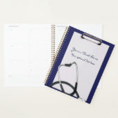 Blauw medisch klembord met stethoscoop planner (Display)