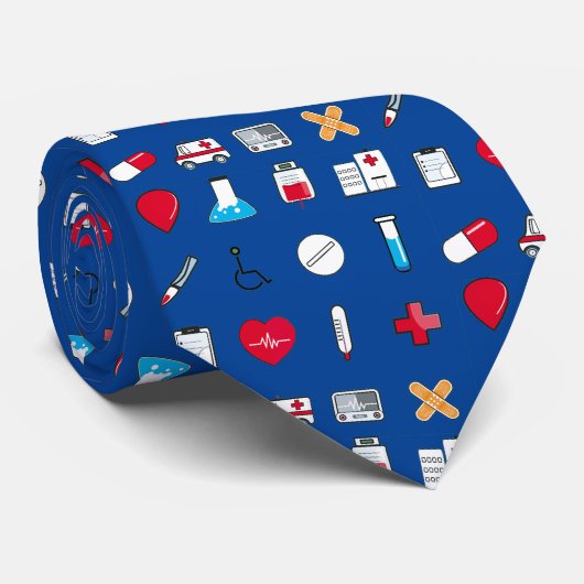 Blauw medisch nek-stropdas stropdas (Opgerold)