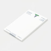 Blauw Medisch Stijlvol Caduceus Groene Vleugels Kr Post-it® Notes (Schuin)