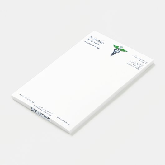 Blauw Medisch Stijlvol Caduceus Groene Vleugels Kr Post-it® Notes (Schuin)