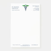 Blauw Medisch Stijlvol Caduceus Groene Vleugels Kr Post-it® Notes (Voorkant)