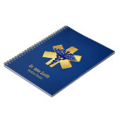 Blauw Medische 3D Caduceus Gouden Kruis Notitieboek (Linkerzijde)