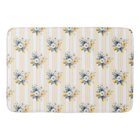 Blauw Mediterraan Citroen Patroon Badmat (Voorkant)