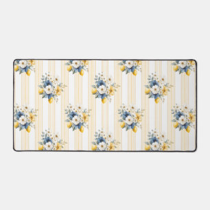 Blauw Mediterraan Citroen Patroon Bureaumat