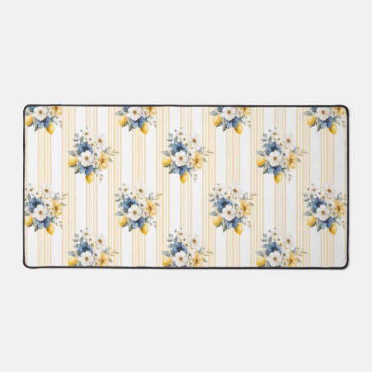 Blauw Mediterraan Citroen Patroon Bureaumat (Voorkant)