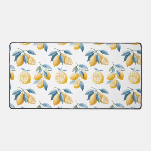 Blauw Mediterraan Citroen Patroon Bureaumat (Voorkant)