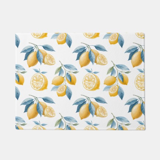 Blauw Mediterraan Citroen Patroon Deurmat (Voorkant)