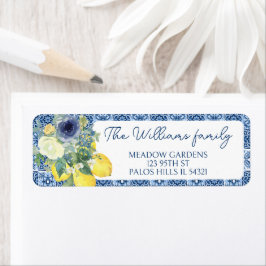 Blauw Mediterraan Italiaans citroen retouradres Etiket