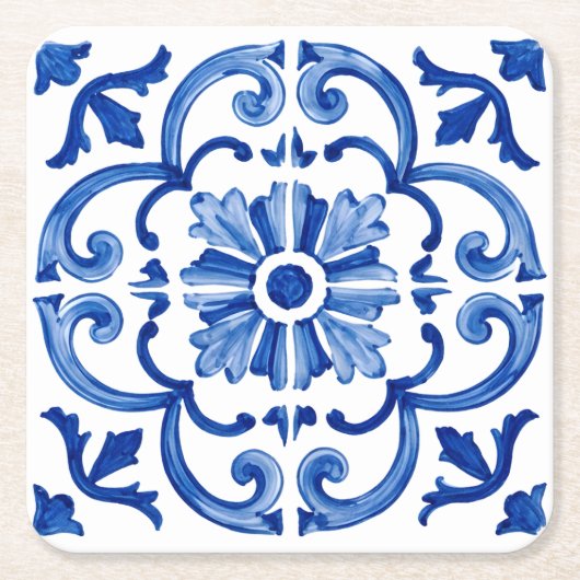 Blauw Mediterraan  Kartonnen Onderzetters (Voorkant)