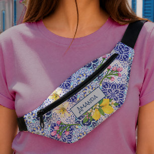 Blauw Mediterraan Majolica Siciliaans Citrus Tegel Heuptasje