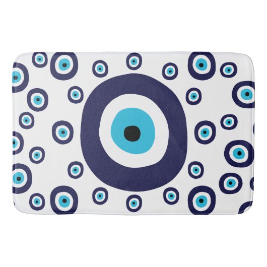 Blauw Mediterraan Nazar Evil Eye Badkamer Decor Badmat (Voorkant)