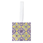 Blauw mediterraan patroongele bloesems decoratie (Voorkant)