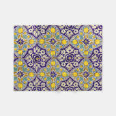 Blauw mediterraan patroongele bloesems fleece deken (Voorkant (Horizontaal))