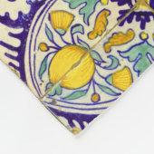 Blauw mediterraan patroongele bloesems fleece deken (Hoek)
