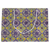 Blauw mediterraan patroongele bloesems groot cadeauzakje (Voorkant)